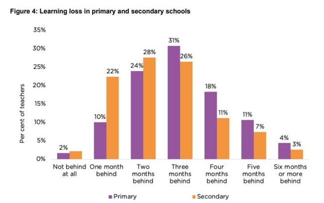 graph to show learning loss in primary & secondary schools